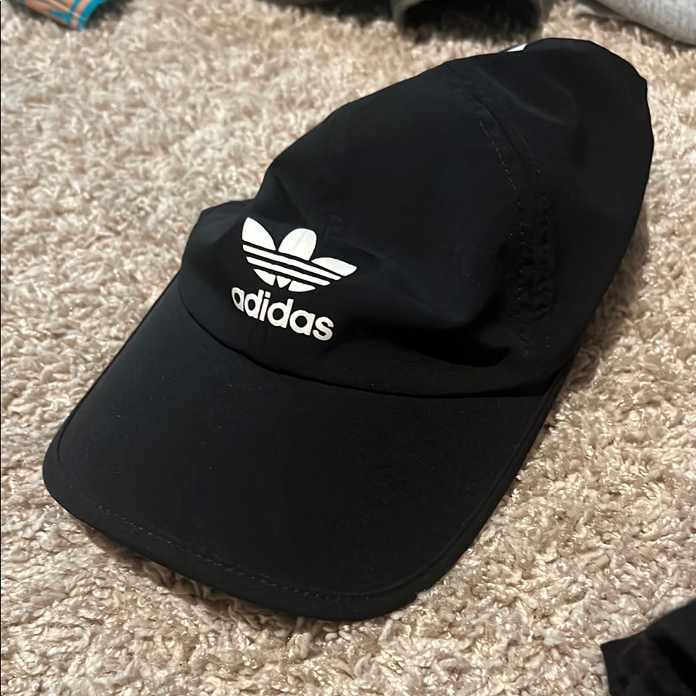 Adidas Black Cap with White Stripes